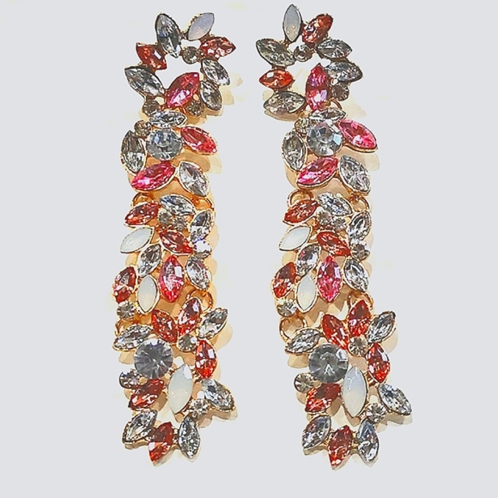 "Alivia"  Glamorous Light Pink Gold Crystal Sparkler Earrings